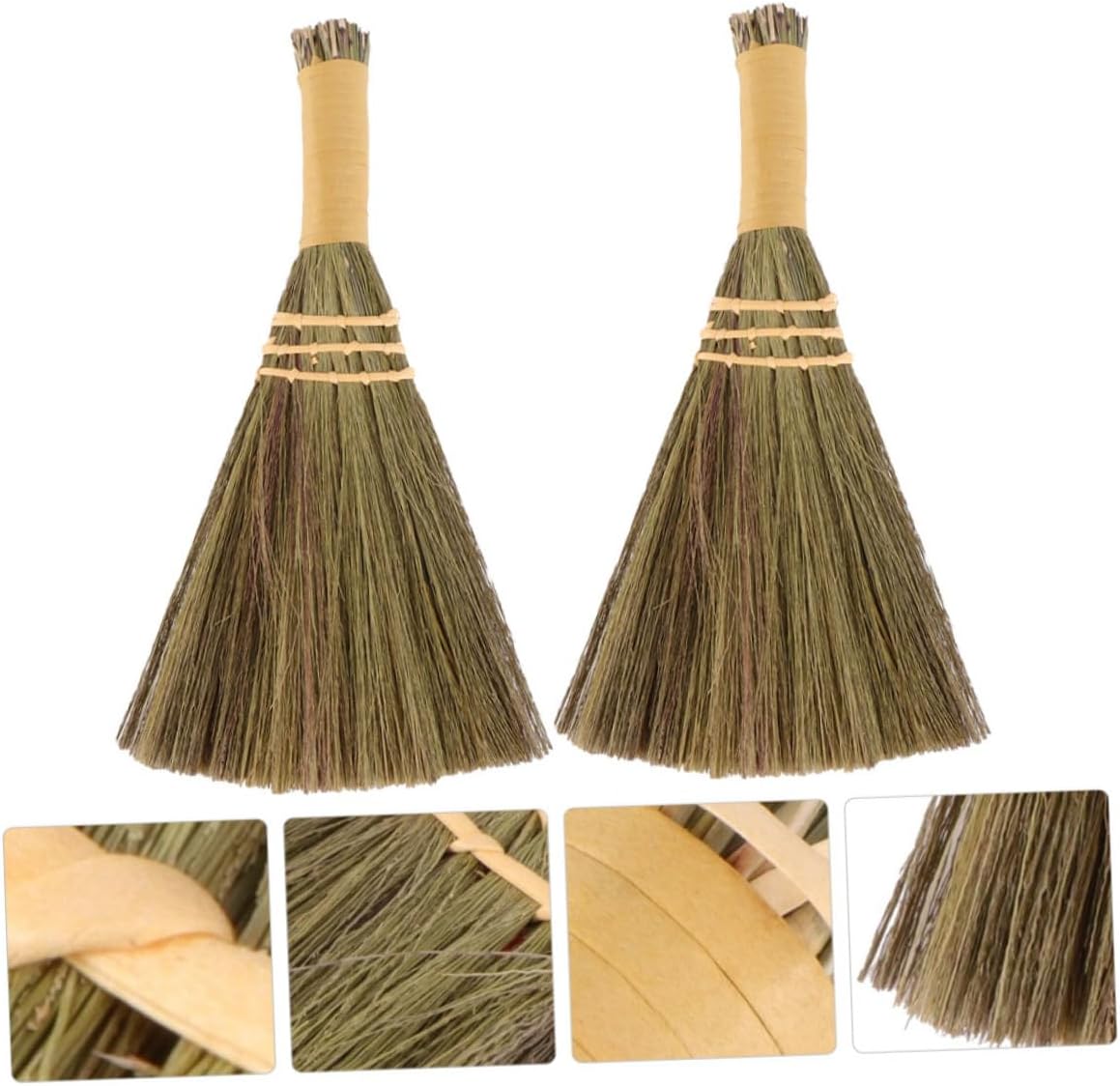 Witch Broom Prop 2pcs Small Hand Braided Desktop Sweeping Broom for Halloween Decoration and Household Dust Cleaning Random Color