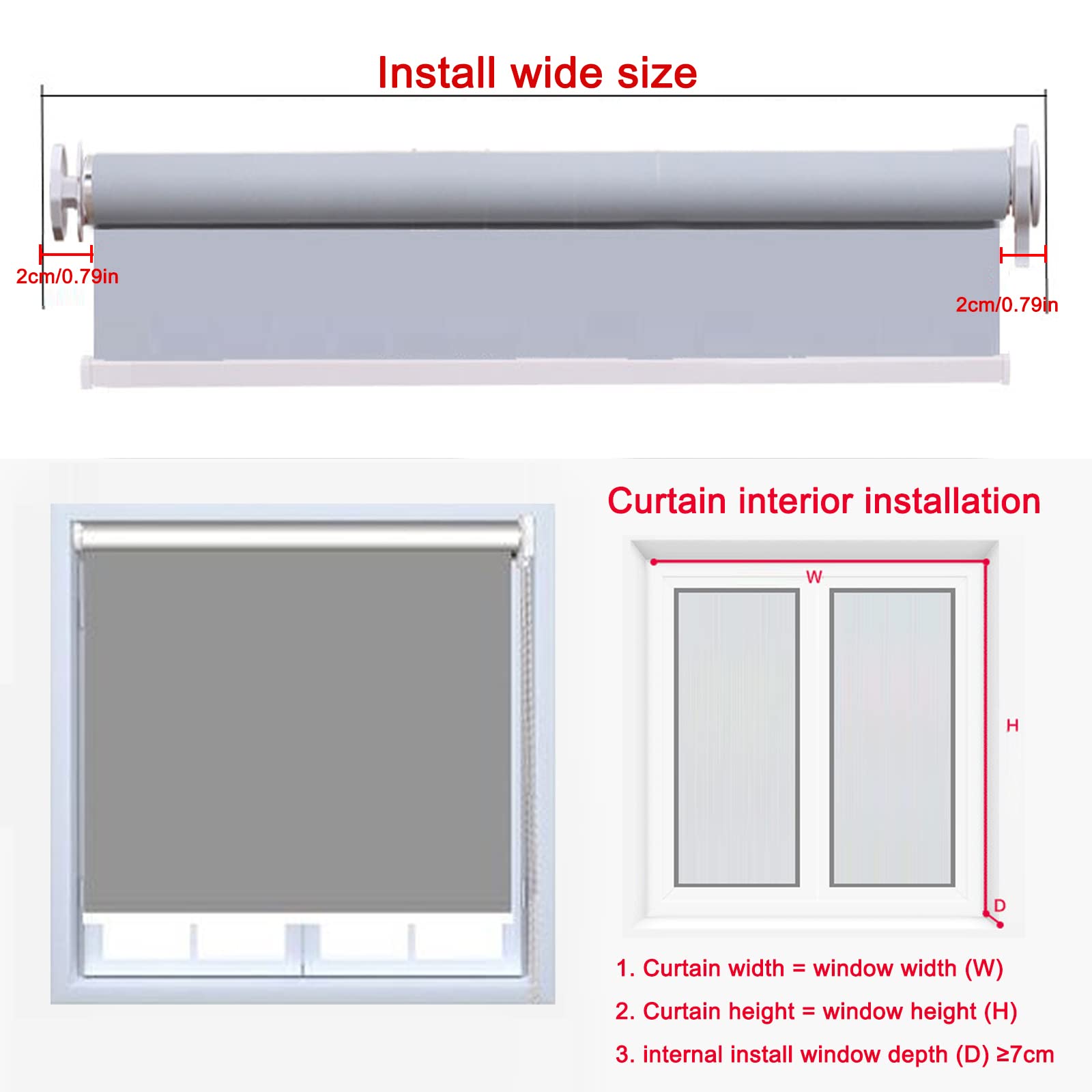 Tenda oscurante a rullo, bianca, resistente ai raggi UV, termica, senza fori, per interni, include kit di montaggio, per 160 cm x 210 cm