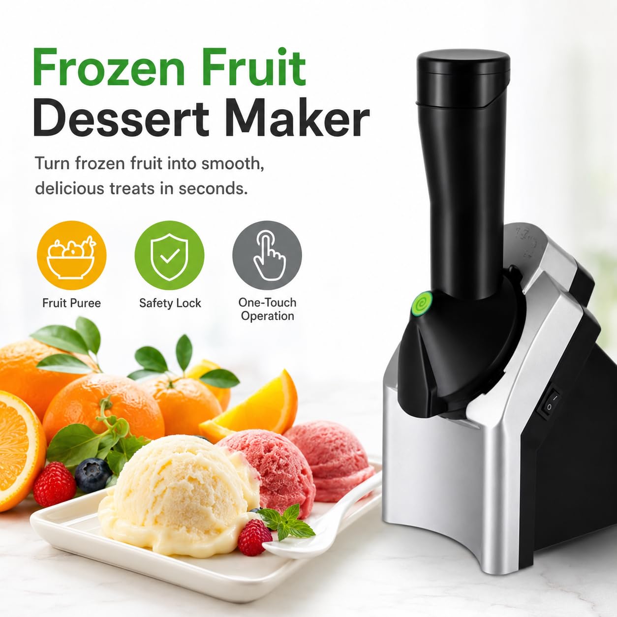 Fruit Soft Serve Ice Cream Maker, Home Frozen Dessert Machine For Sherbet, Sorbet, Fruit Ice Cream And Frozen Yoghurt