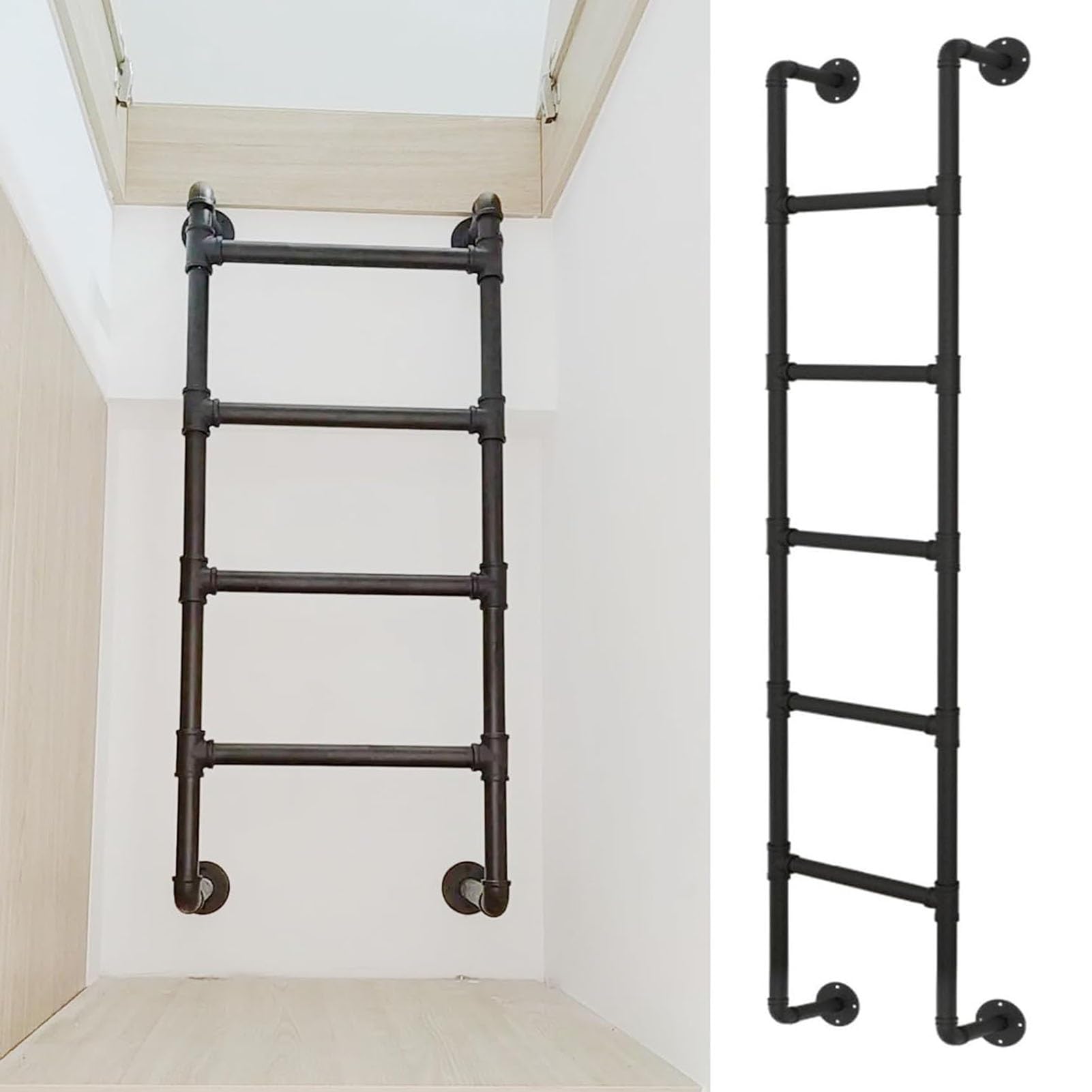 Escalera de Emergencia para Pozo de Ventana, Escalera metálica de Pared para Cama Alta, Escalera Industrial de Hierro para literas, Escalera metálica de Escalada para Interiores y