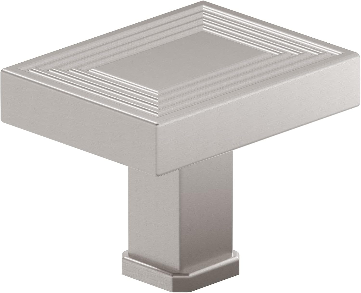 Richelieu Hardware BP87883545195 Como Collection 1 3/4-inch (45 mm) x 1 3/8-inch (35 mm) Grooved Brushed Nickel Transitional Rectangular Cabinet and Drawer Knob for Kitchen, Bathroom, and Furniture
