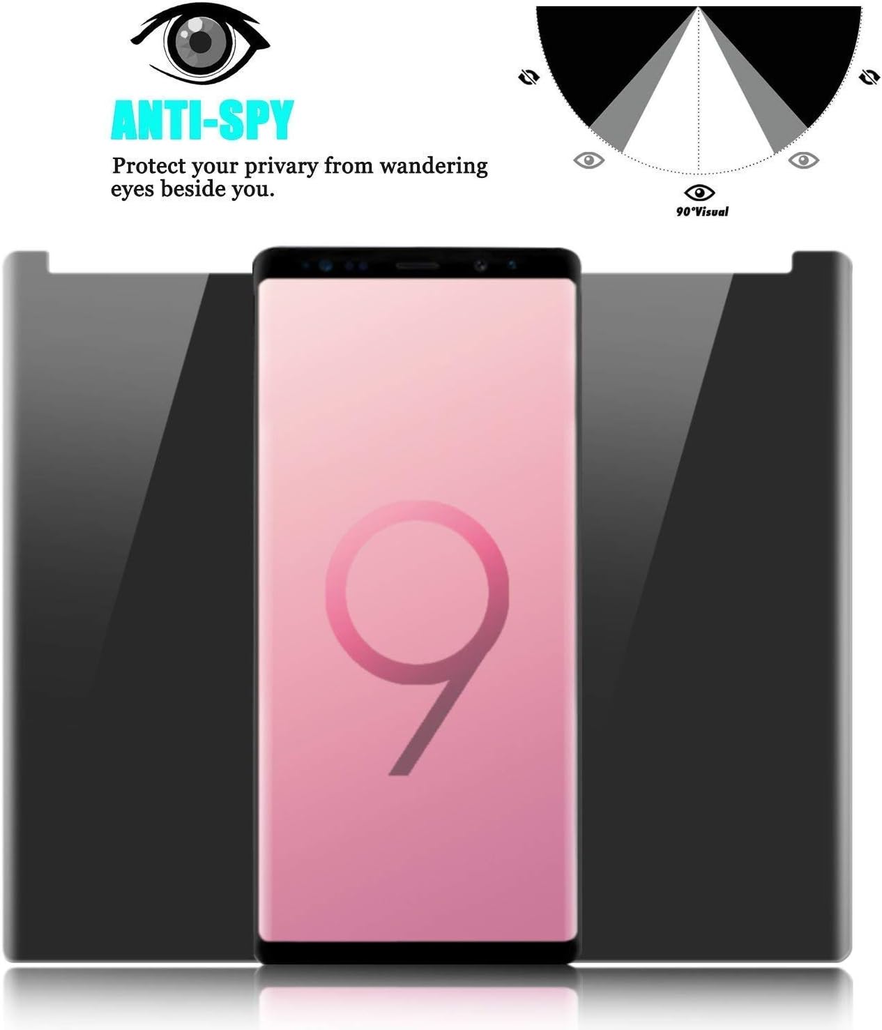 Luminira Galaxy Note 8 Privacy Screen Protector, Premium [Anti-Scratch] [Case Friendly] 9H Hardness Tempered Glass Film Screen Protector for Samsung Galaxy Note 8 [ 2 Pack ]