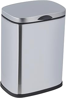WENKO Wand-Kosmetikeimer Mod. Sare 3 Liter, Mülleimer mit Deckel und Easy-Close Absenkautomatik, Badezimmer-Eimer aus rostfreiem Edelstahl mit Anti-Fingerprint, Befestigung ohne Bohren, mattsilbern