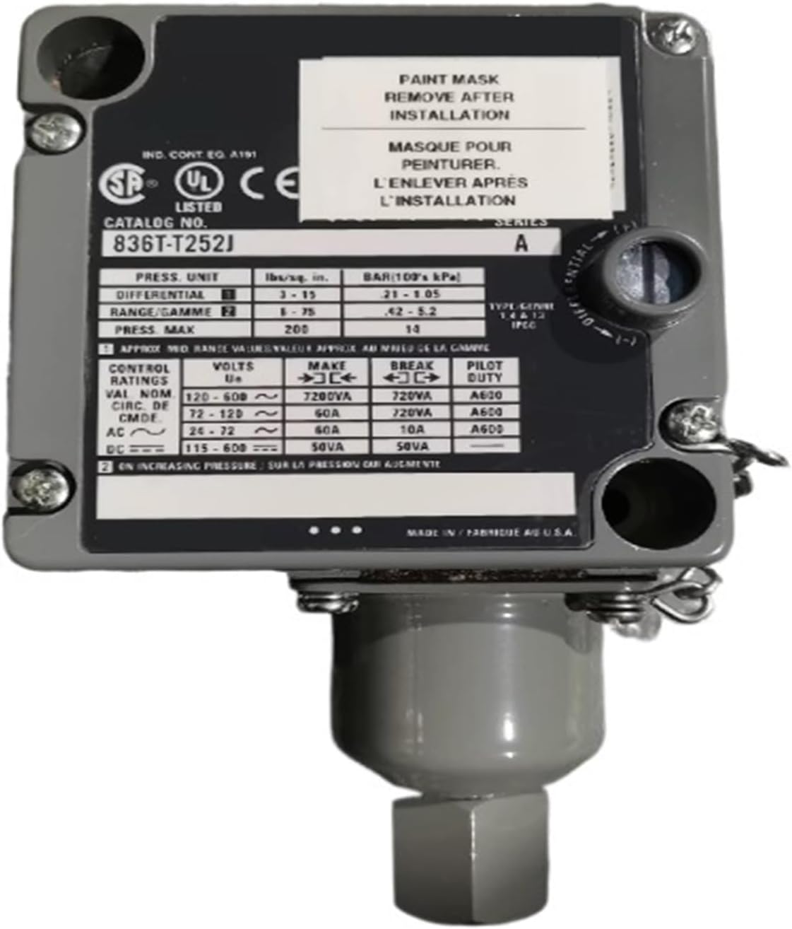 Pressure Switch 836T-T252J Controller