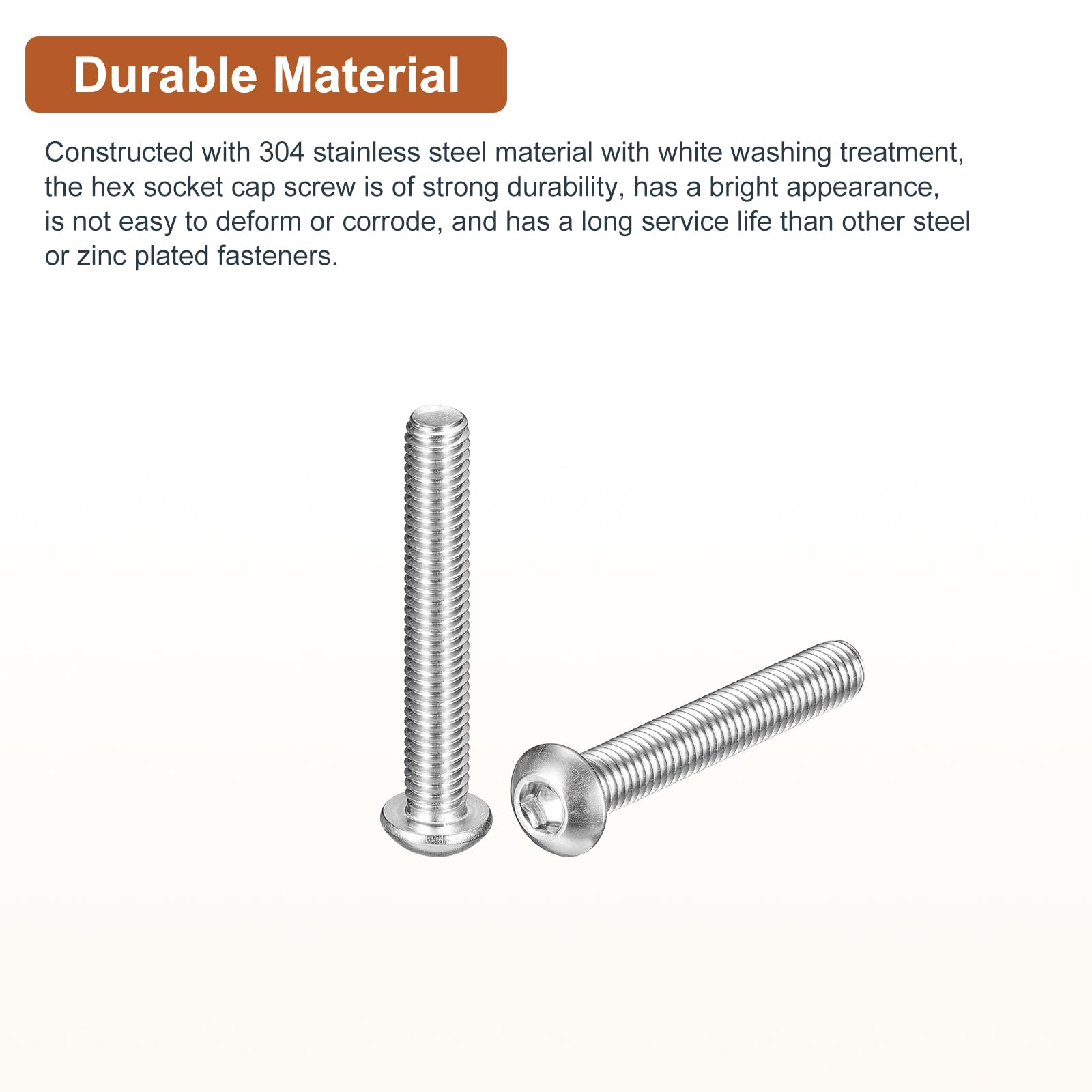 DTGN M6-1x40mm Button Head Socket Cap Screws - 10Pack - Good for Machine - 304 Stainless Steel 18/8 - Hex Drive Full Thread Fasteners - Image 3