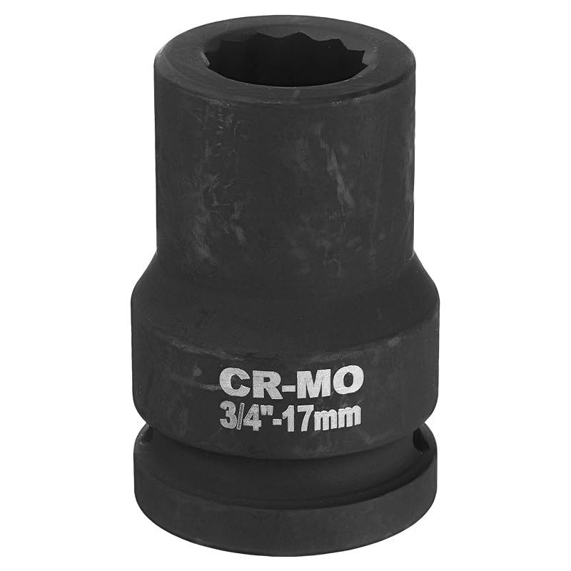 Soquete de Impacto 12 Pontas 17 mm para Porca de Eixo, Encaixe 19,05 mm (3/4 pol.) uxcell