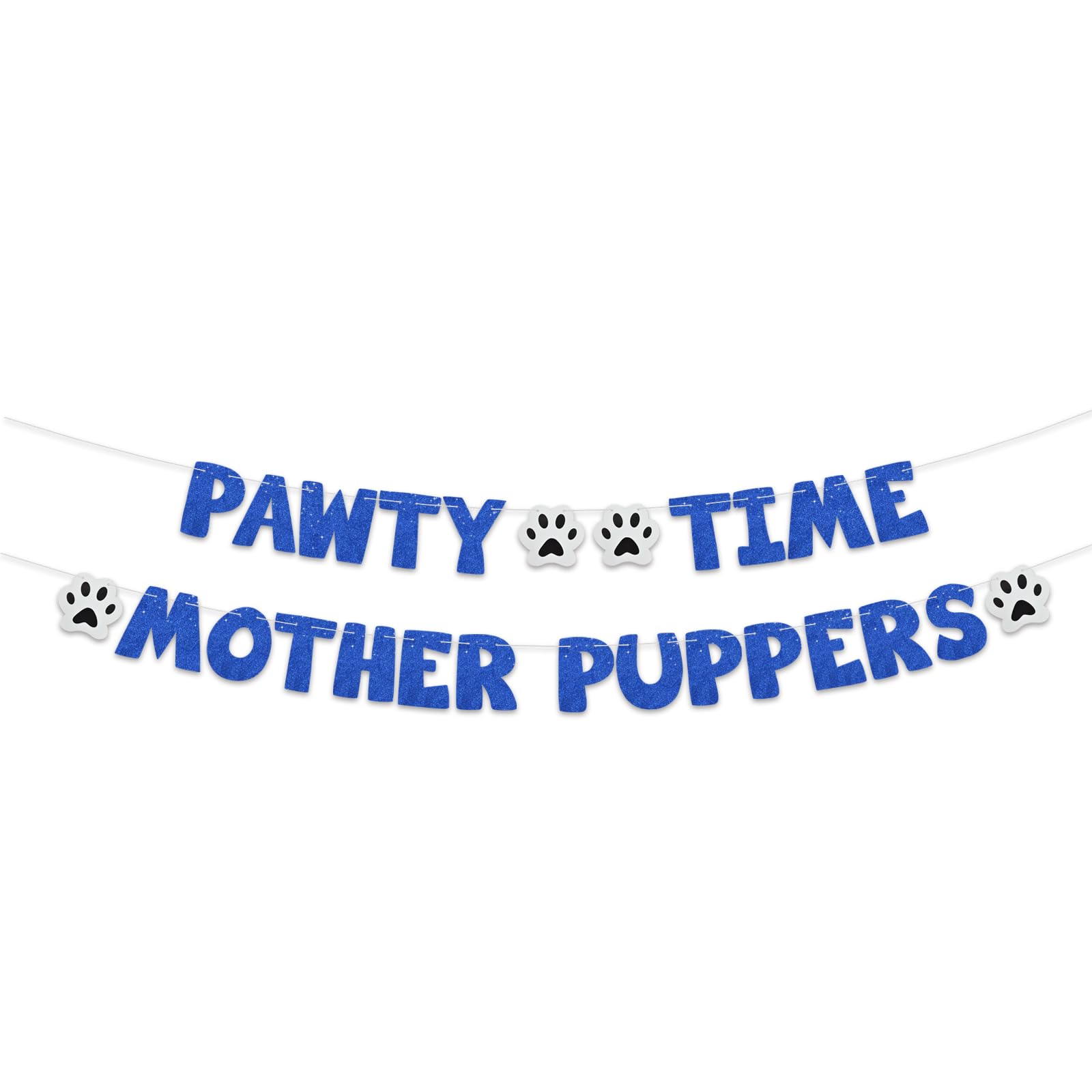 Photo 1 of BEISHIDA Glitter Blue Pawty Time Mother Puppers Banner - NO DIY - The Pet Birthday Banner - Puppy Birthday Decorations?Cute Cat/Dog Bday Party Supplies?Paw Party Bunting Sign?Puppy Dog Pennant Décor