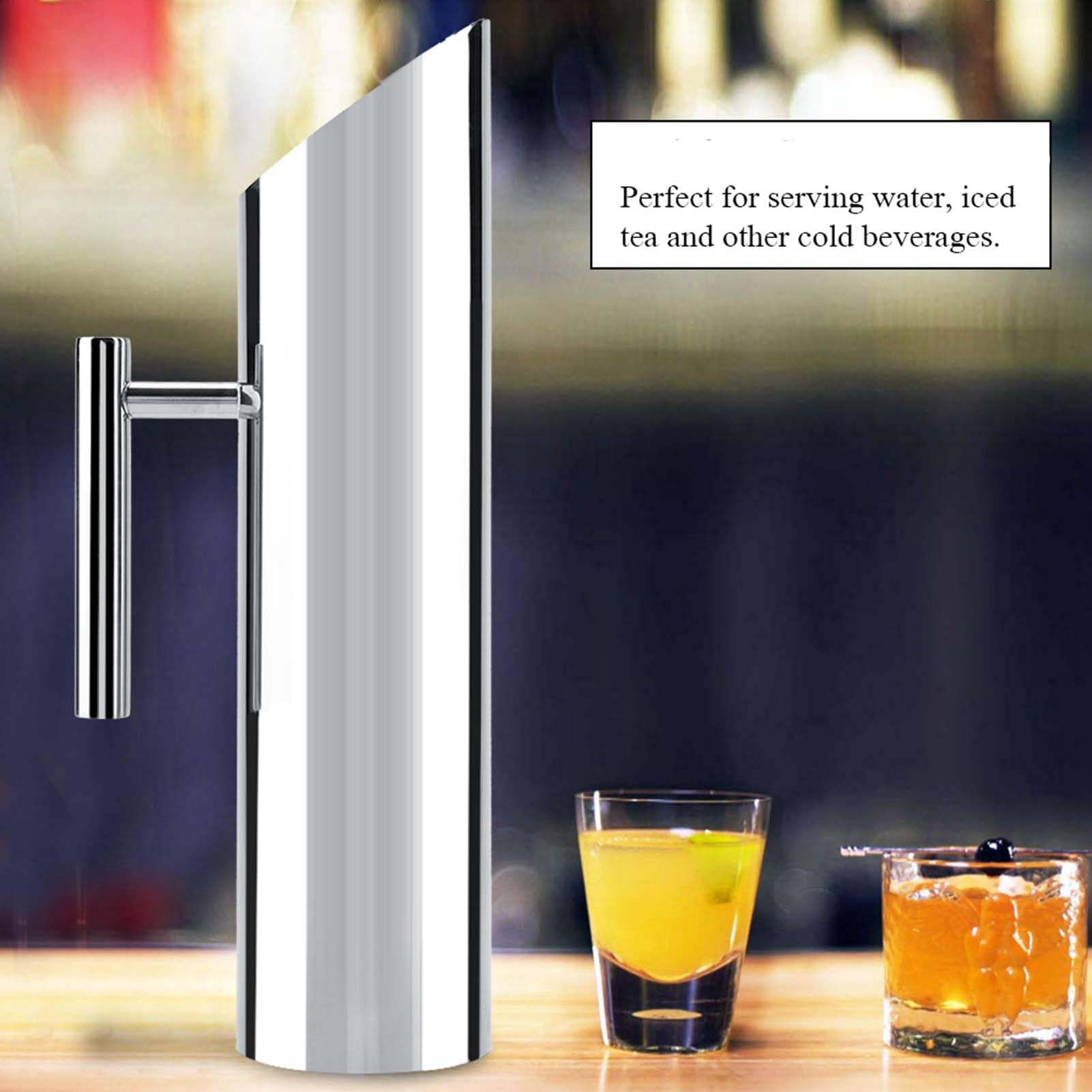 Jarra de Acero Inoxidable de 2 L, Jarra de Agua para Nevera, Jarra de Agua de Acero Inoxidable Genware de 50 Onzas, Jarra de Agua de Acero Inoxidable Wasserkrug con Protector de (2L)