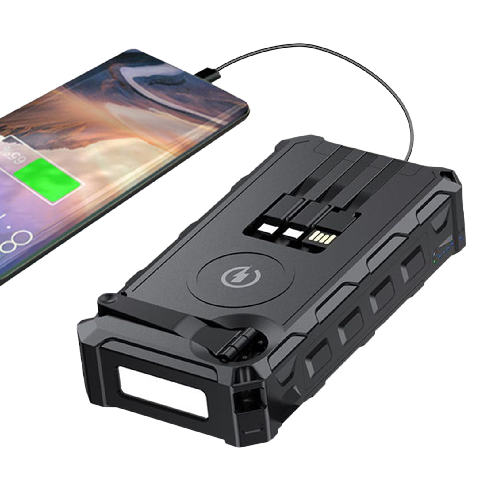 Powerbank Solare Portatile, Allarme, Ricarica Wireless | Power Bank A Manovella Con Luce LED Per Casa Viaggi Escursionismo Pesca Uomini Donne Ragazzi Ragazze Giovani Mamma Papà