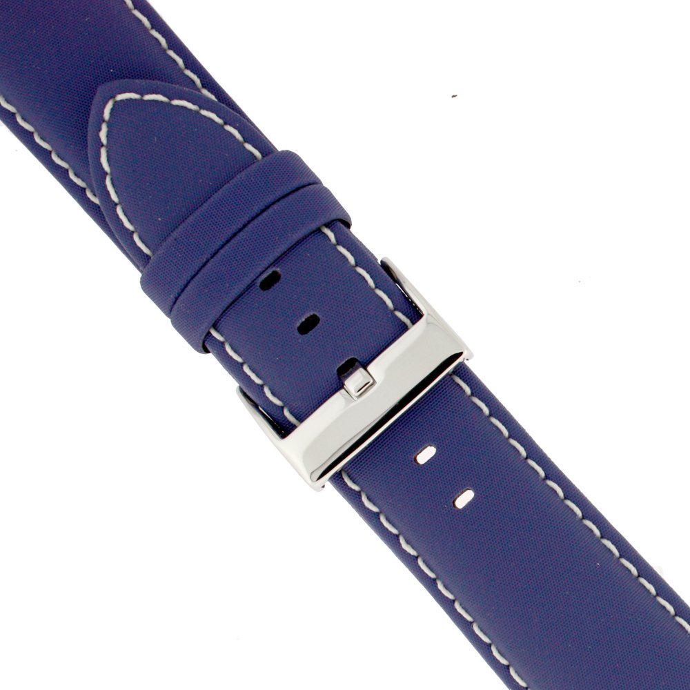 Tech Swiss 20mm Watch Band Nylon Blue Padded Water Resistant Leather Lining