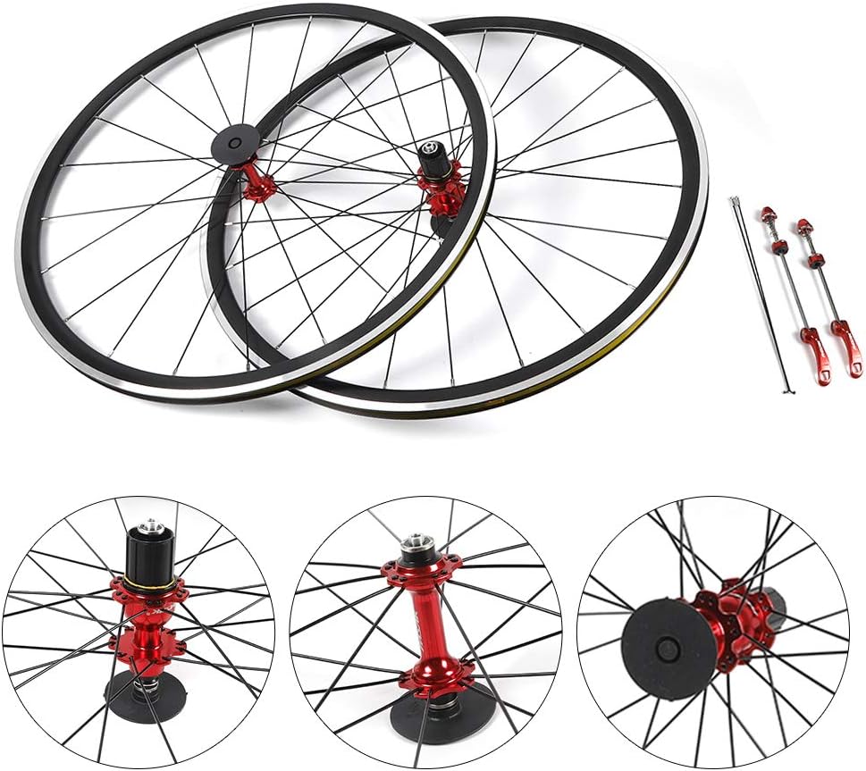 700C Road Bike Wheel, Mountain Bicycle Front Rear Wheel Set with Double Aluminum Alloy Rim C/V Brakes Fit for 7/8/ 9/10/ 11/12 Speed, 661 LBS Load