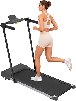 Folding Treadmill for Home, 2 in 1 Walking and Running Machine with LED Display, Compact Electric Treadmill with Wheels for Small Space, Home Office Cardio Workout