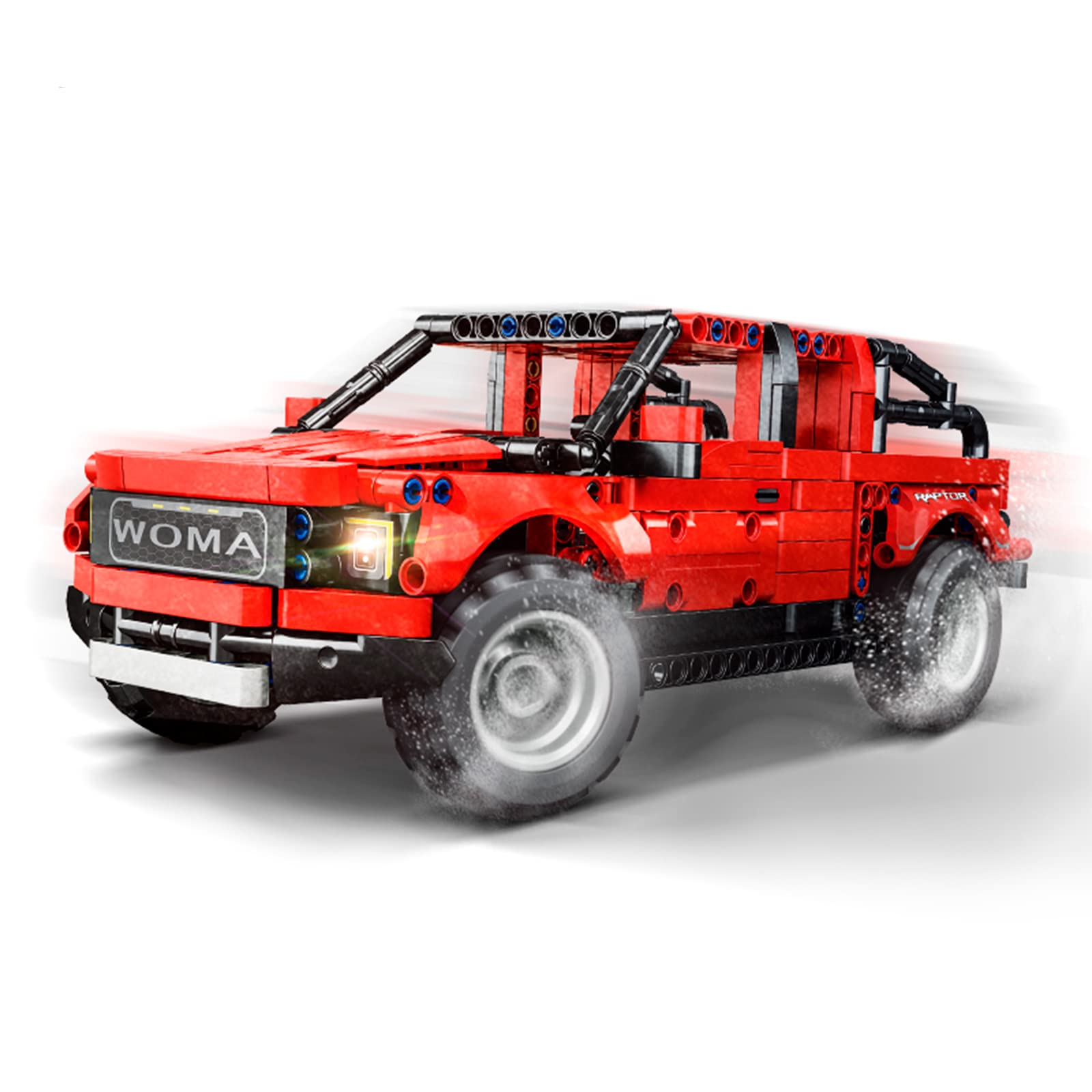 WOMAOffroad Pickup Truck Toy for Boys 6+ Years Old, Gift Box With Handle, Champion Car Building Set, Car Technical Education With Pull-Back (514 Blocks)