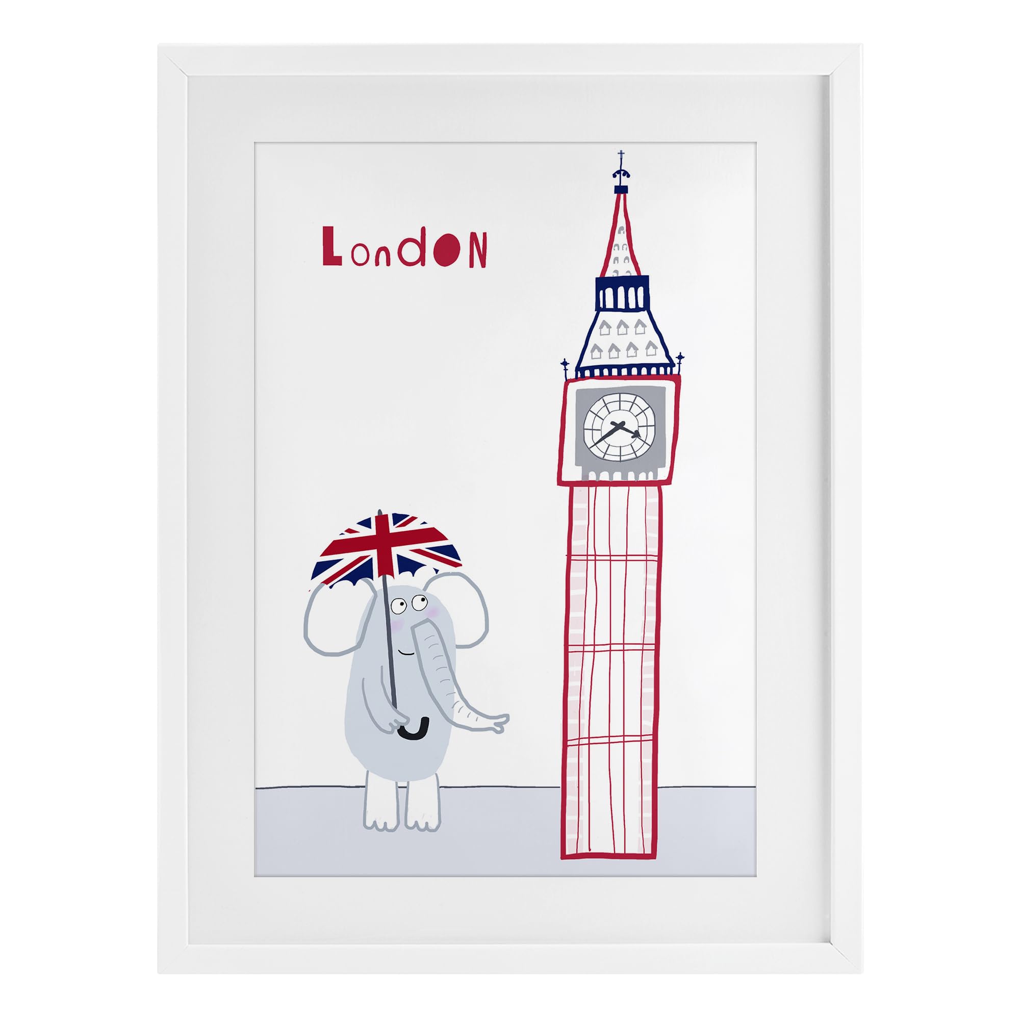 Elephant & Big Ben London Stupell cadre sous verre pour salon et chambre