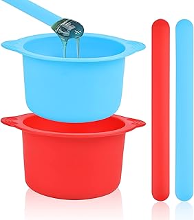 Silicone Wax Warmer Liner, Wax Melt Warmer Liner, Non-Stick Wax Pot Silicone Bowl Replacement, Reuse Wax Pot Liner With 2pcs Silicone Spatulas for Hair Removal, wax warmer Accessories(Blue,Red)