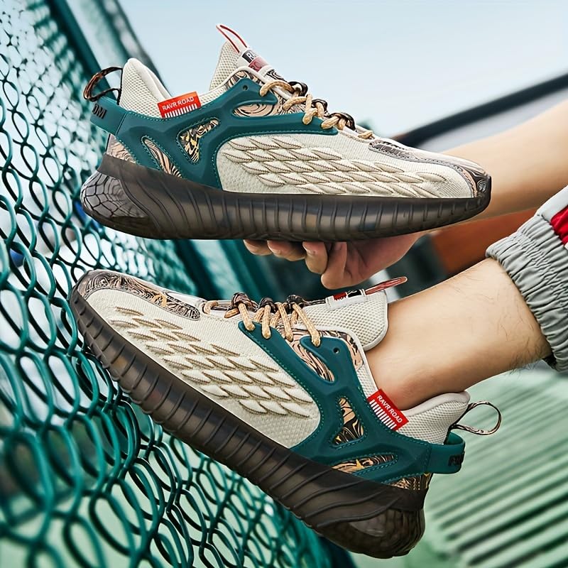 Large Size Fashion Creative Art Running Shoes, Low top mesh Night Running Shoes, Men's Breathable mesh Casual Shoes3