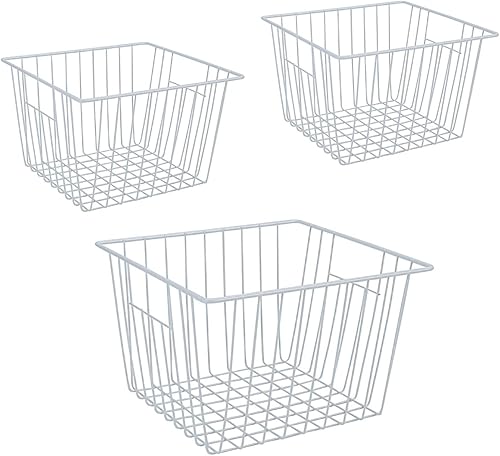 Organizador de cestas para congelador, cestas de almacenamiento de alambre de metal para refrigerador, cesta de alambre para almacenamiento de