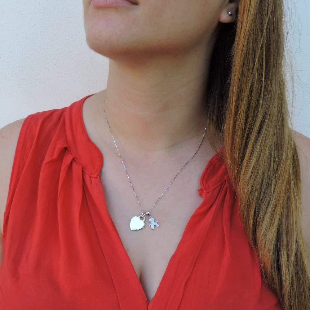 Collana Bebè Boy in Argento 925 e Zirconia Bianca con Medaglietta Cuore Personalizzabile con il nome del tuo Bambino