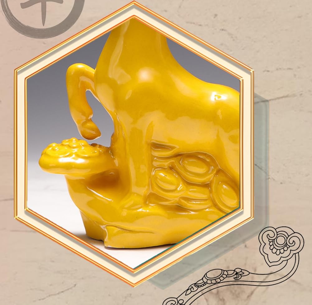 Rzeźba do dekoracji wnętrz Ceramiczna rzeźba owcy z chińskimi znakami (walenie pieniędzy) Ozdoba na biurko 20 cm,D