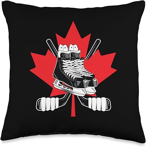 Patines de palo  Bandera canadiense  Almohada de jugador de hockey sobre hielo, 16 x 16, multicolor disponible en Yaxa Venezuela