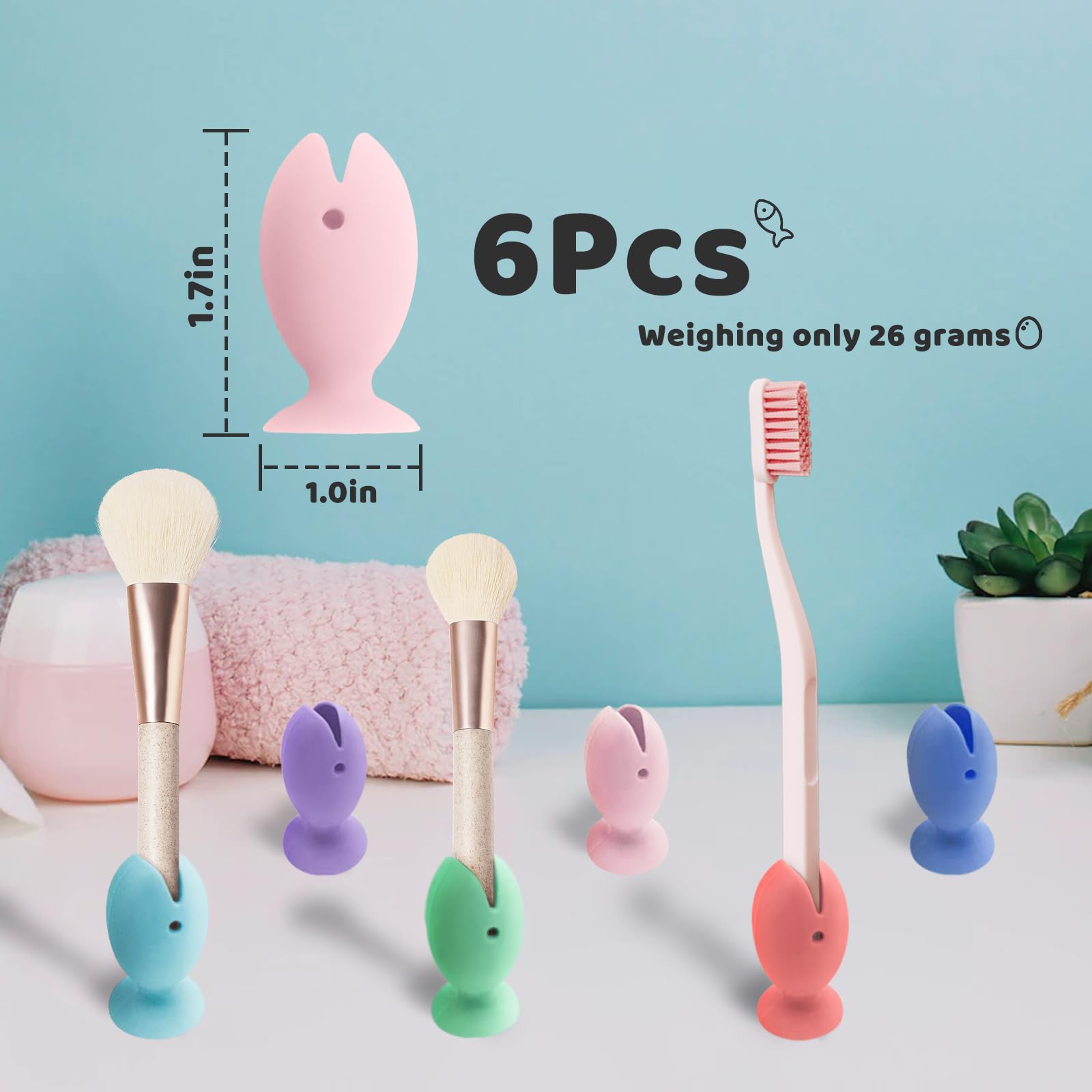 Andiker Toothbrush Head Covers, 6Pcs Cute Fish-Shaped Silicone Travel Toothbrush Head Cover - Image 2