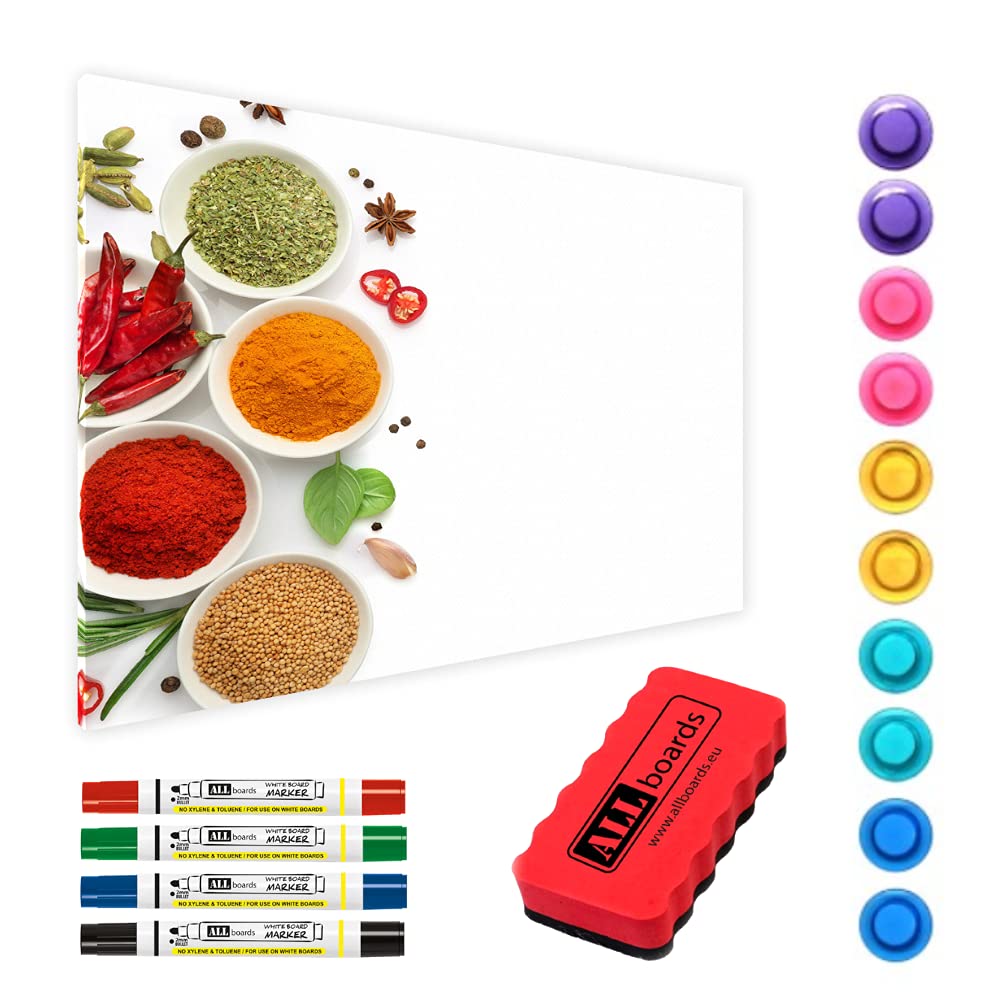 ALLboards Metal Magnetic Board with Spice Motif 60 x 40 cm, MetalBoards for All Types of Magnets โ image 1