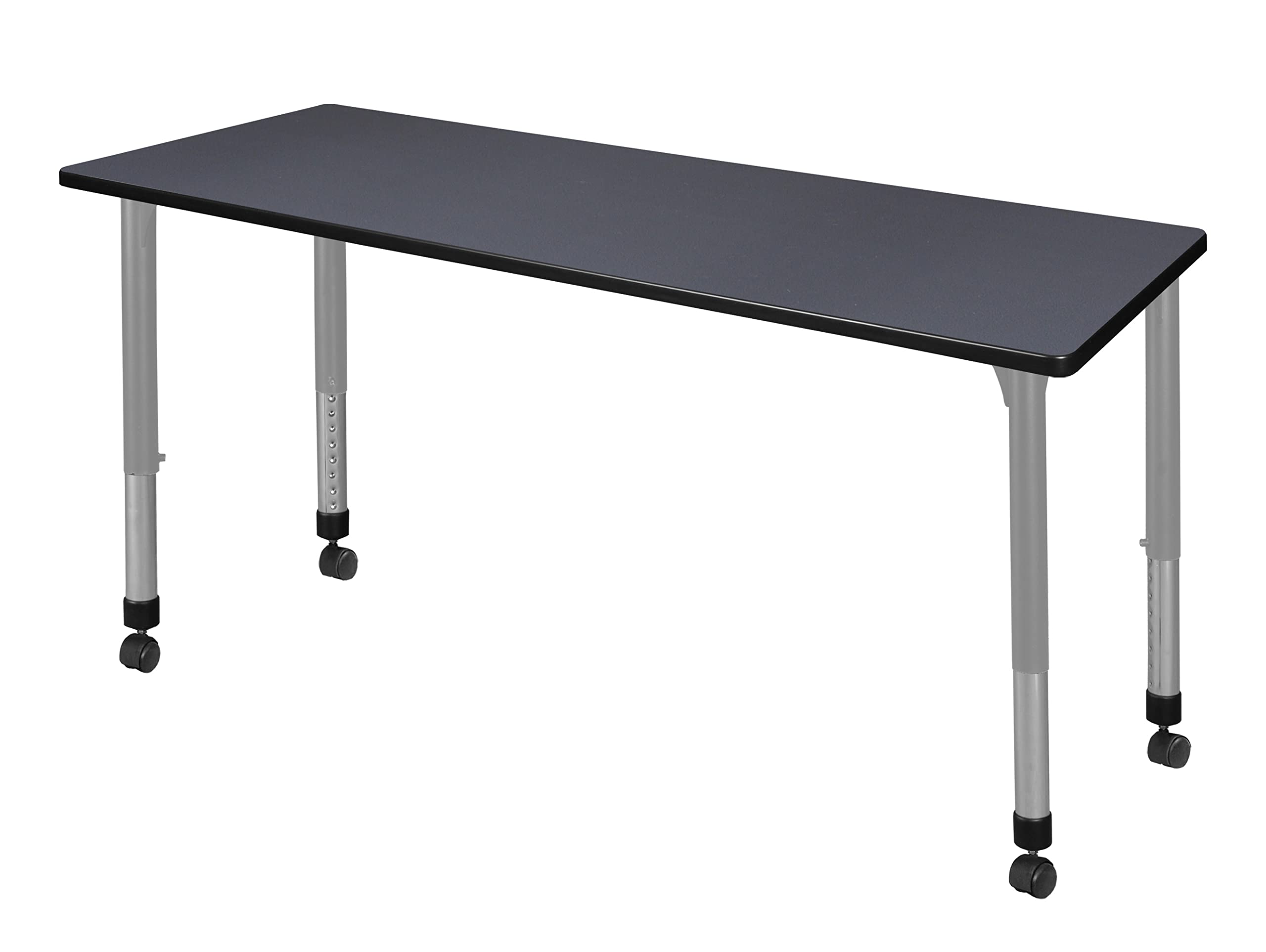 Romig Kee 60 x 24 in. Height Adjustable Mobile Classroom Activity Table- Grey Top & Grey Base