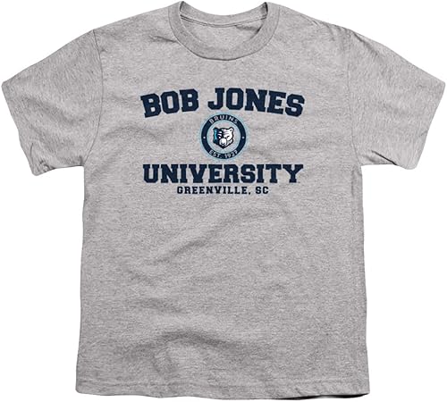 Camiseta oficial de Bob Jones University con logotipo circular para niños y niñas