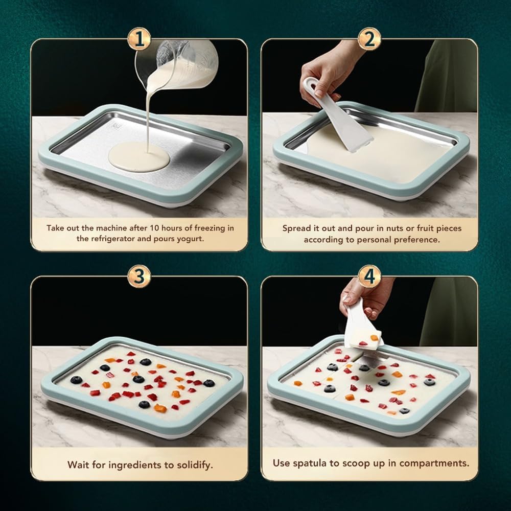 Rolled Ice Cream Maker with Stainless Steel Plate and 2 Spatulas