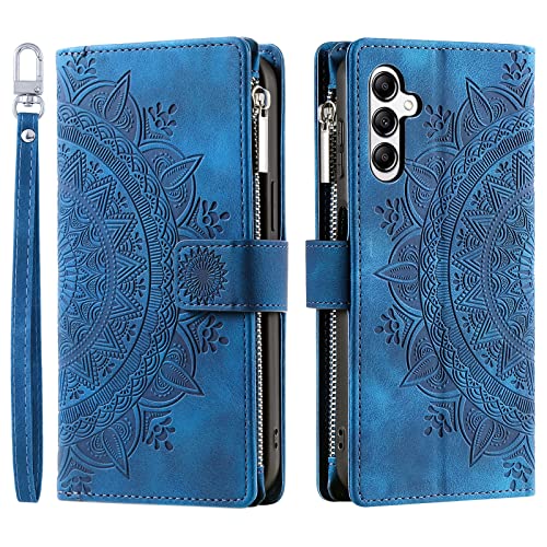 Étui Samsung Galaxy A17 5G bleu à motif floral pour vos sorties