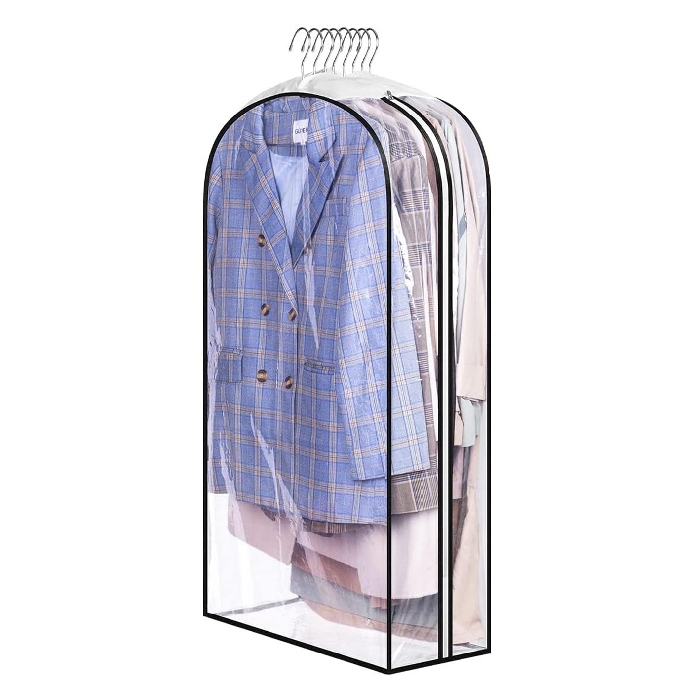 YumLock Clear Garment Covers, 1 Pack 153cm Gusseted Suit Bags, Breathable Dress Shirts & Coat Protectors for Closet Organization, Easy Access Zipper for Travel & Storage