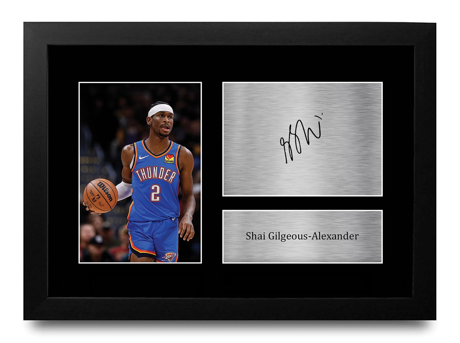 HWC Trading FR A4 Shai Gilgeous-Alexander Oklahoma City Thunder Basketball Gifts Printed Signed Autograph Picture for Basketball Memorabilia Fans - A4 Framed