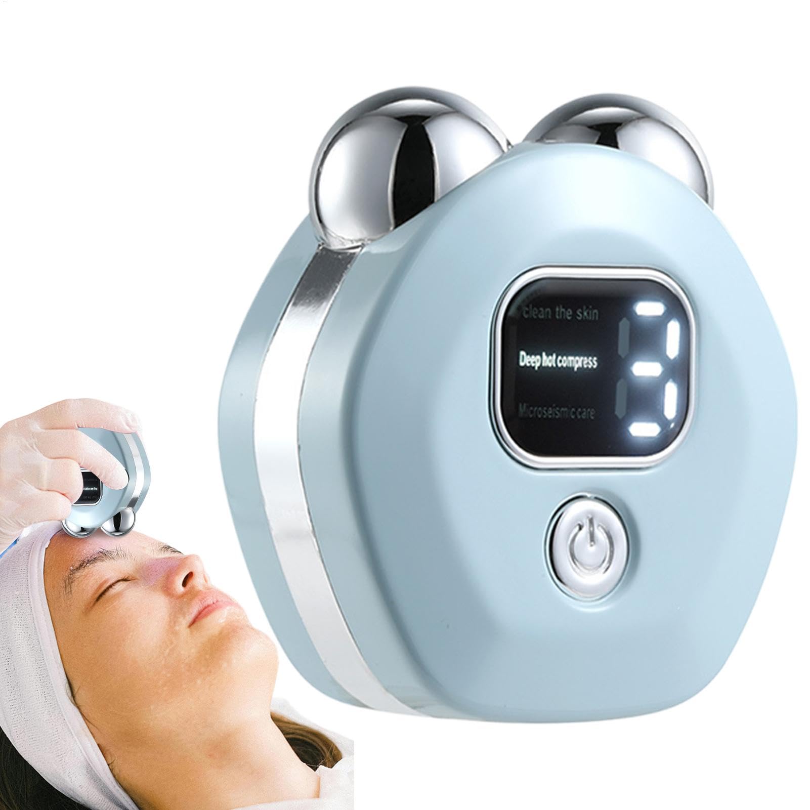 Dispositivo de elevación facial con microcorriente, herramienta de masaje de rodillo para cara, herramienta de masaje de rodillo eléctrico para el cuidado de la piel, dispositivo portátil de