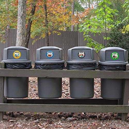 Aufkleber Mülltonne für Mülltrennung (5er Set - 9,5cm - Rund) - Kinder Freundliche Motive (Gelber Sack, Altglas, Altpapier, Restmüll, Biomüll) - UV-Schutz für Innen und Außen - Vorgestanzt