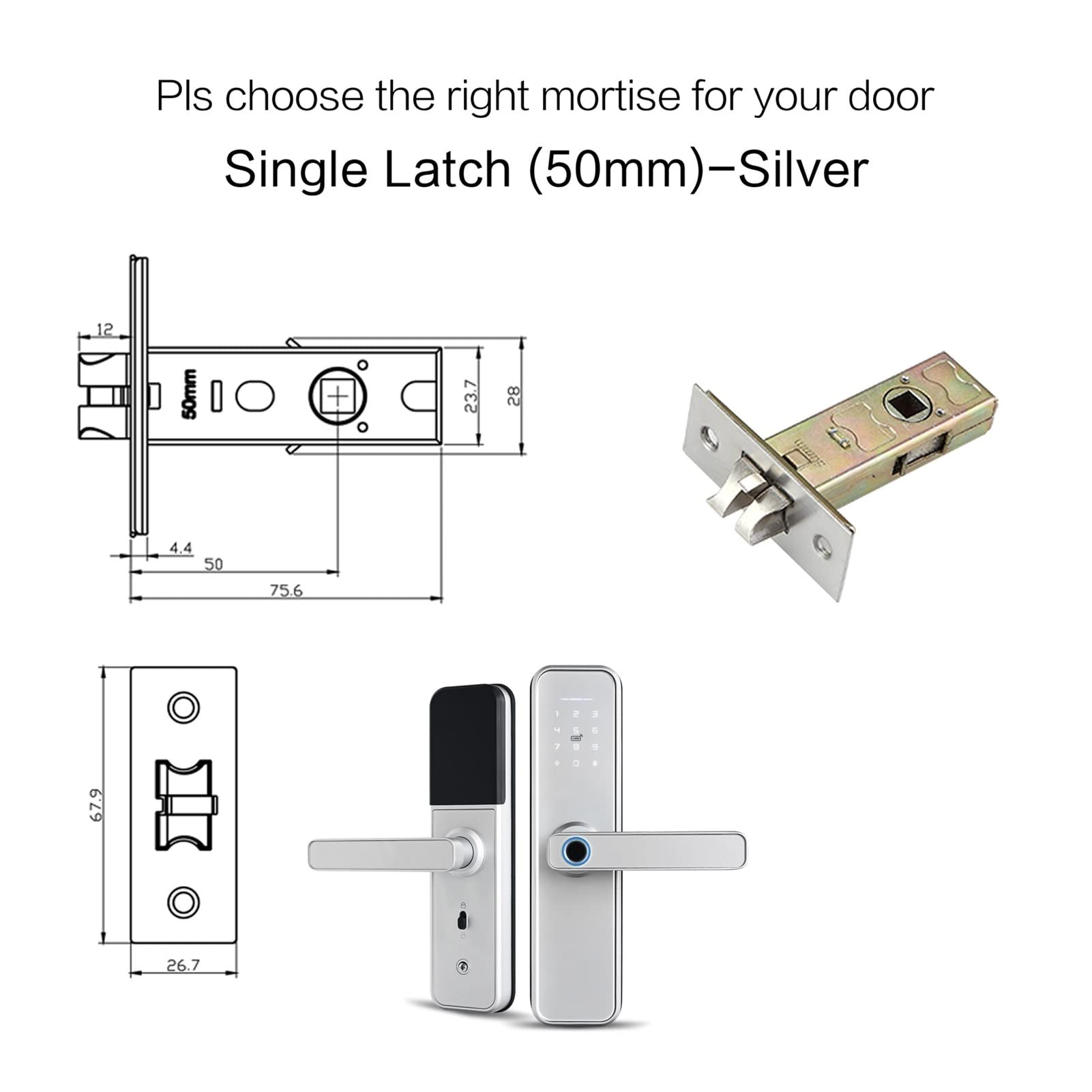 Cerradura inteligente, Cerradura electrónica de la puerta inteligente WiFi con aplicación Ttlock, seguridad biométrica huella digital contraseña Rfid Tarjeta(1805050 silver)