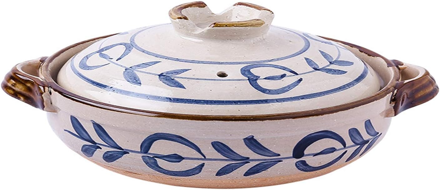 Donabe Japanese Casserole Pot Heat Resistant Ceramic Casserole With Lid Clay Rice Cooker Pot Casserole Clay Pot Slow Stev Saucepan Health Saucepan,B,1.2L
