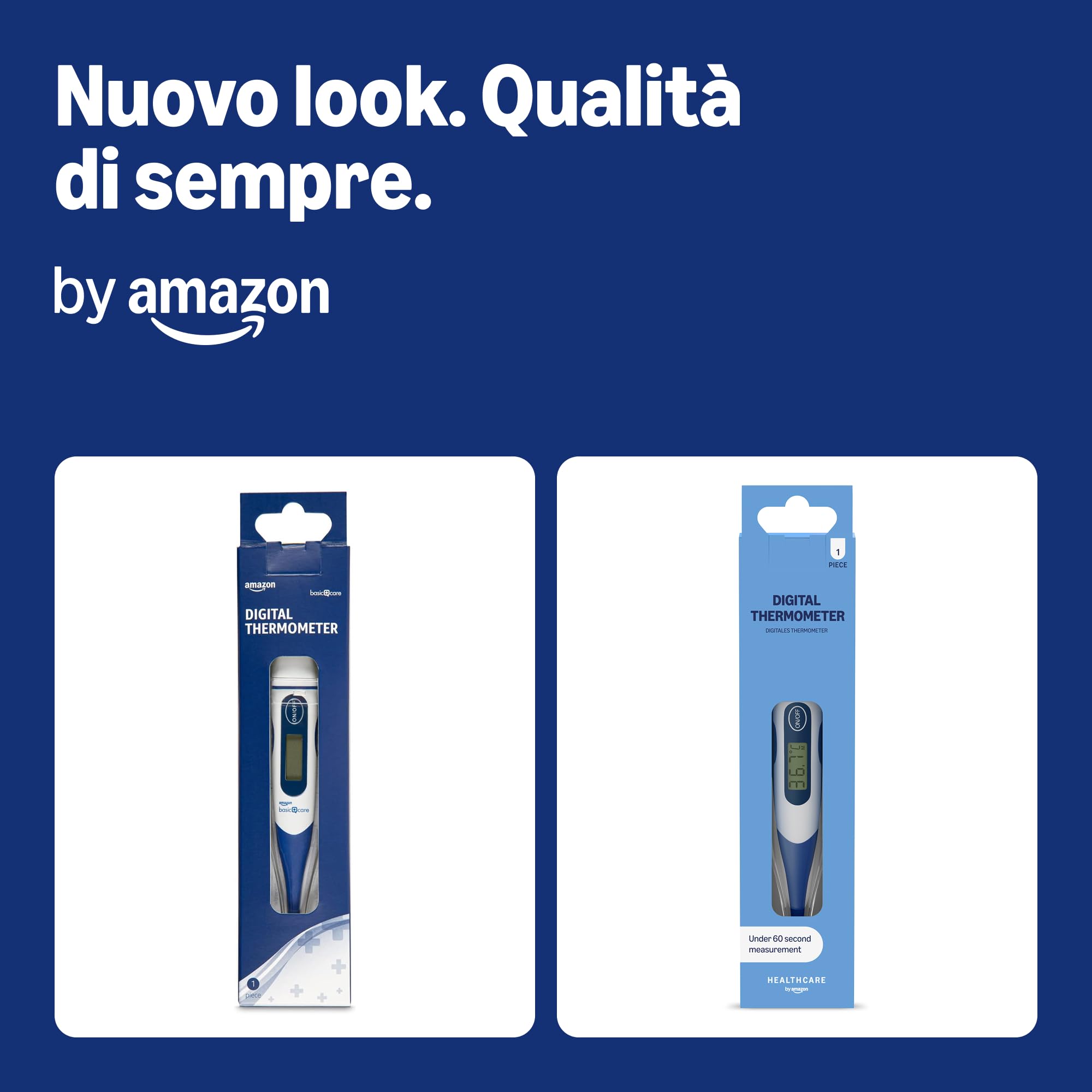 Healthcare By Amazon - Termometro digitale, Blu (Precedentemente un marchio Amazon Basic Care, stesso prodotto) - L'imballaggio può variare