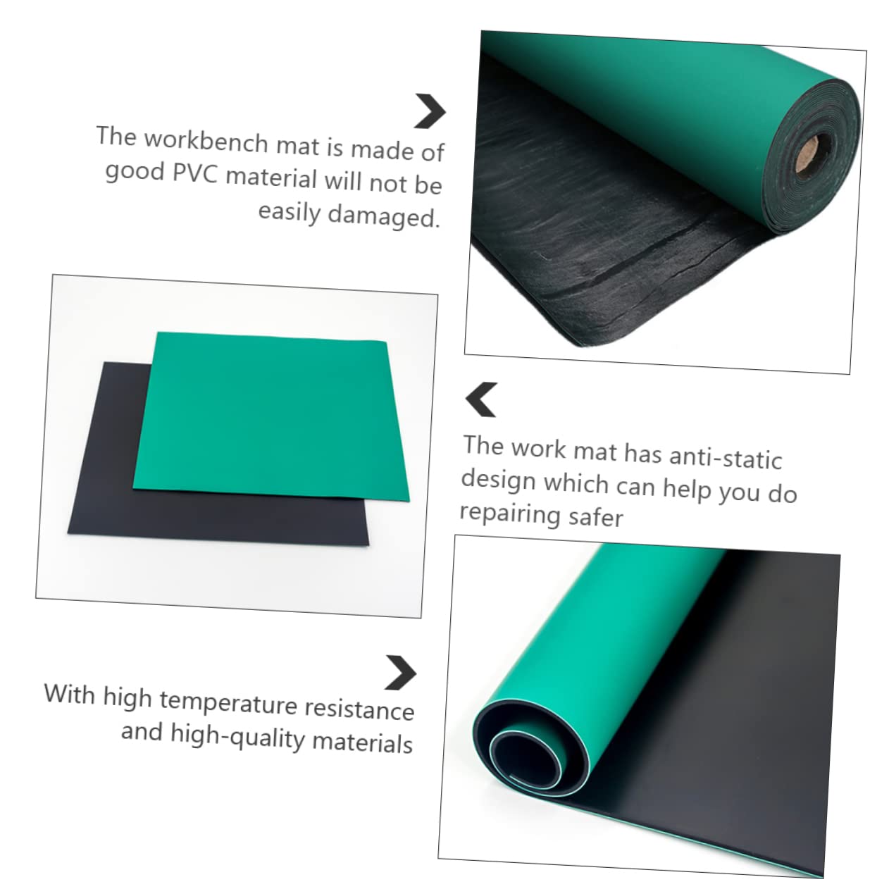 HOMSFOU Tappetino Da Lavoro Antistatico Resistente Al Calore PVC Stazione Riparazione Elettronica 1x0,3 M Verde