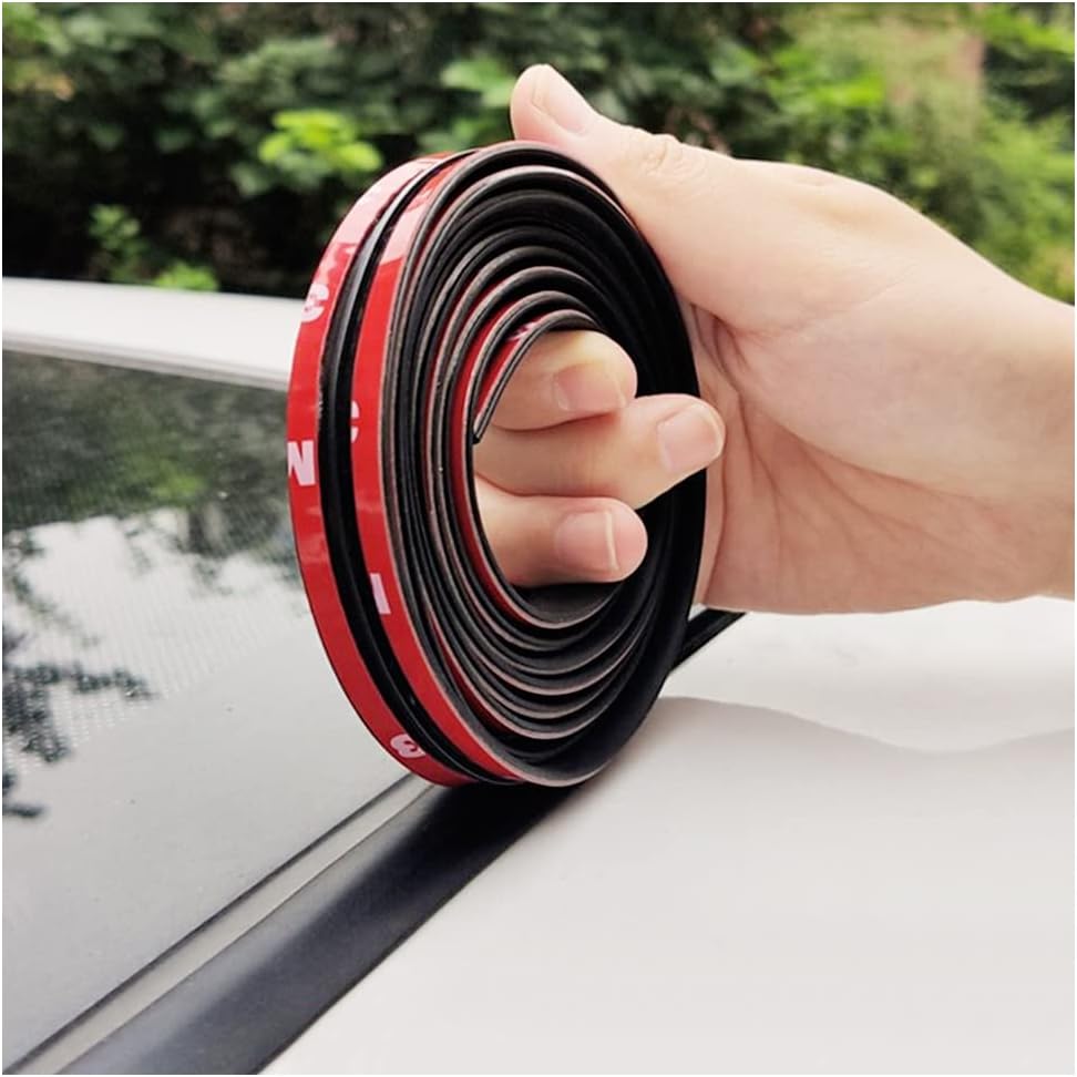 Turcee 16.4Ft/5M Cuttable T-Car Sunroof Cover Seal Rubber Trim,Dust Proof&Weather Stripping For Windshield,Tailgate Adhesive Rubber Seal Strip