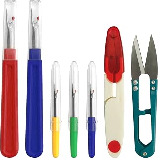 DEFUTAY 7 Pcs Seam Sewing Ripper Set, Thread Remover Kit with 2 Scissors, Handy Stitch Ripper Sewing Tool for Opening Seams,Hems(7 in 1)