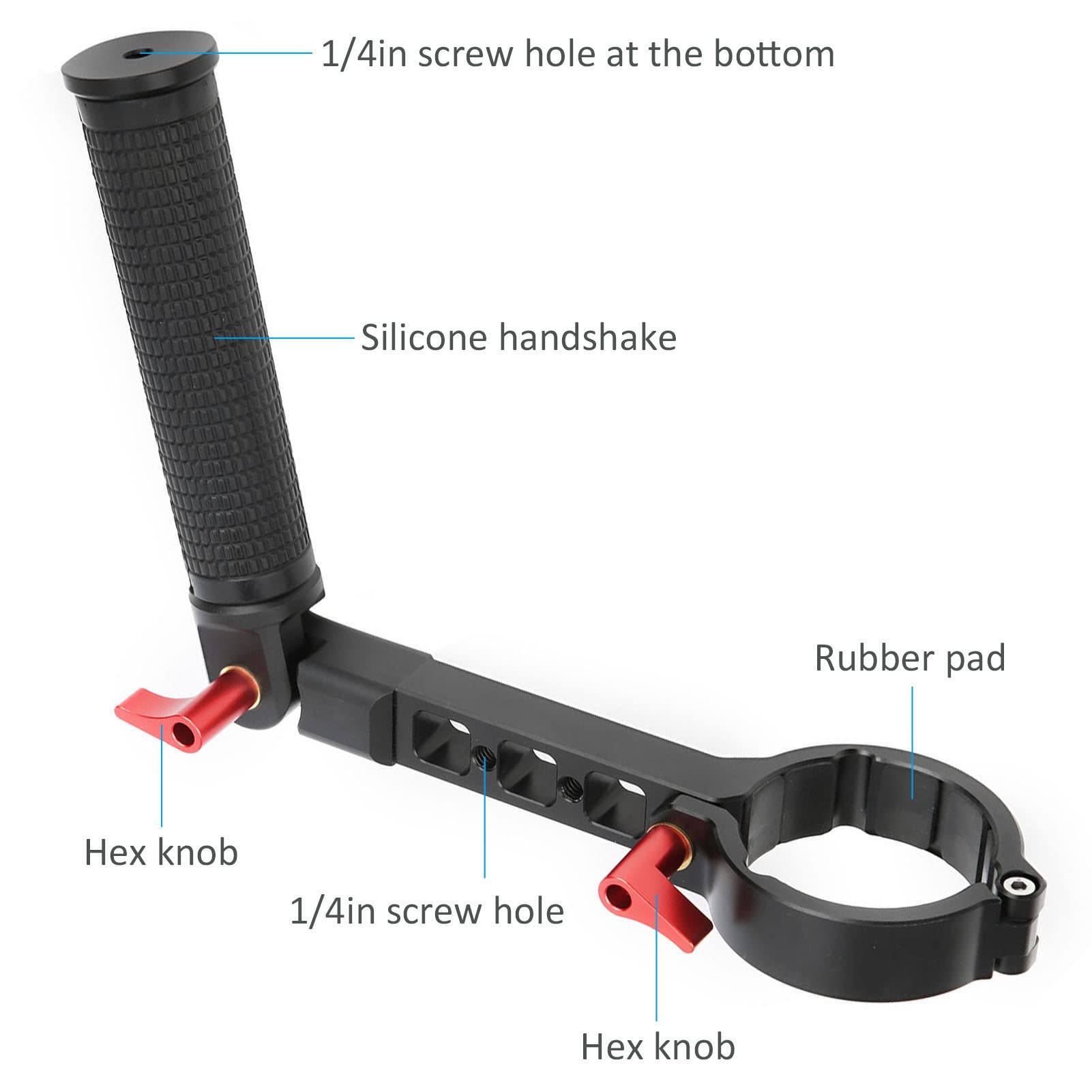 Impugnatura a cinghia regolabile in metallo per CRANE 2, maniglia stabilizzatrice in lega di alluminio con vite da 1/4 pollice, impugnatura ergonomica in gomma antiscivolo