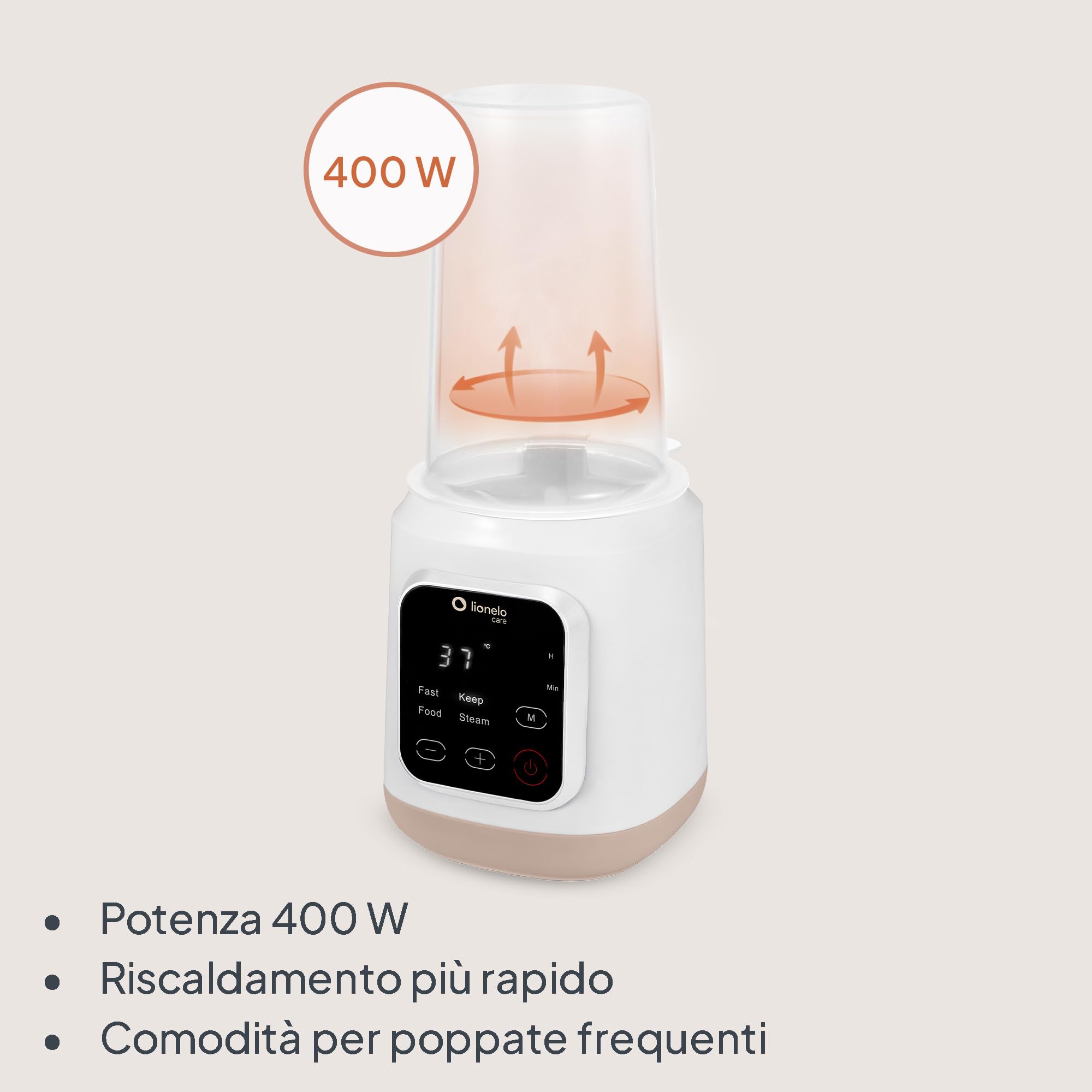 LIONELO Thermup 3.0 Scaldabiberon Elettrico 6 in 1 per Neonato | Sterilizzatore 99,9%, 400 W, Riscaldamento Rapido, Scongelamento, 35-100°C e Mantenimento Caldo fino a 24 Ore