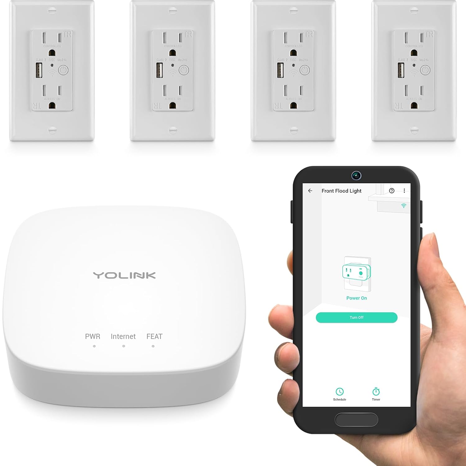 Sensible Wall Shops, YoLink 1/4 Mile World’s Longest Vary in-Wall Outlet Appropriate with Alexa Google Assistant IFTTT, App Distant Timer Schedule Management Sensible Wall Plug 4 Pack, YoLink Hub Included