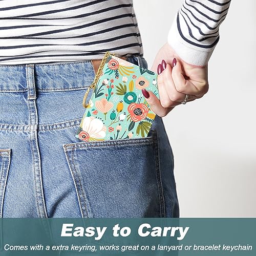 Image of Nipichsha Credit Card Holder, Small RFID Card Wallet for Women, Slim Leather Card Holder Wallet, Green Flower, 4.33 x 3.15 x 0.98 inches, Fashions