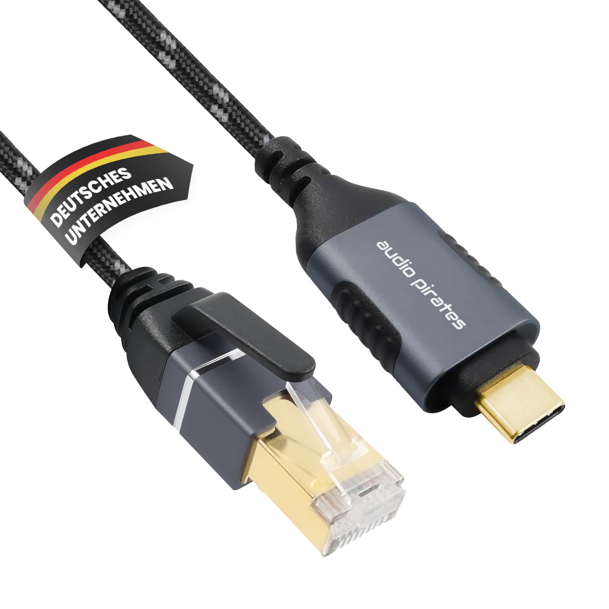 audio pirates Cavo adattatore Ethernet USB 3.0 a RJ45, (Gigabit, CAT6A, 1000 Mbps) - Adattatore di rete USB con contatti dorati e alloggiamento in alluminio - Adattatore Ethernet USB (1 pacco, 10
