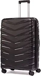 Mala De Viagem Média 23Kg Polipropileno Rodas Duplas 360 Fibra Rígida Leve Resistente Tamanho M Para Despachar (PRETO, MÉDIA)