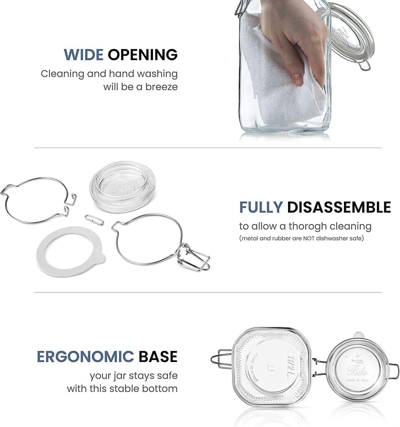 Bormioli Rocco FBA_450492799 Fido - Tarro transparente, 166 onzas, 5 L