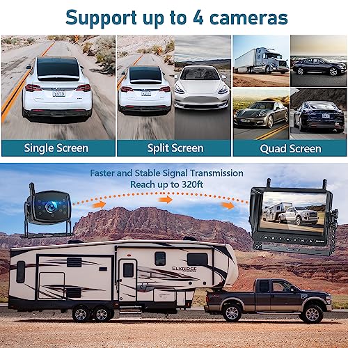 VASTEND Rückfahrkamera Kabellose mit Radar, 1080P HD Autokamera Split Bildschirm 4 Kanäle...