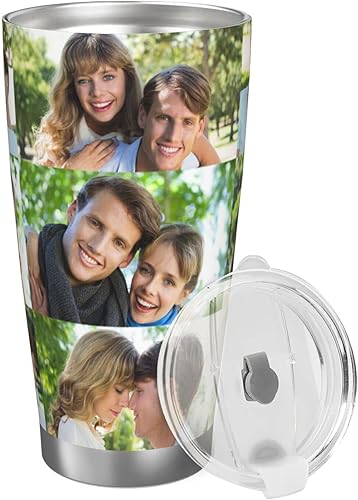 Miniatura 9 de Taza de café personalizada con tapa de foto de 20 onzas, regalos personalizados para el día de San Valentín, Día de la Madre, cumpleaños para