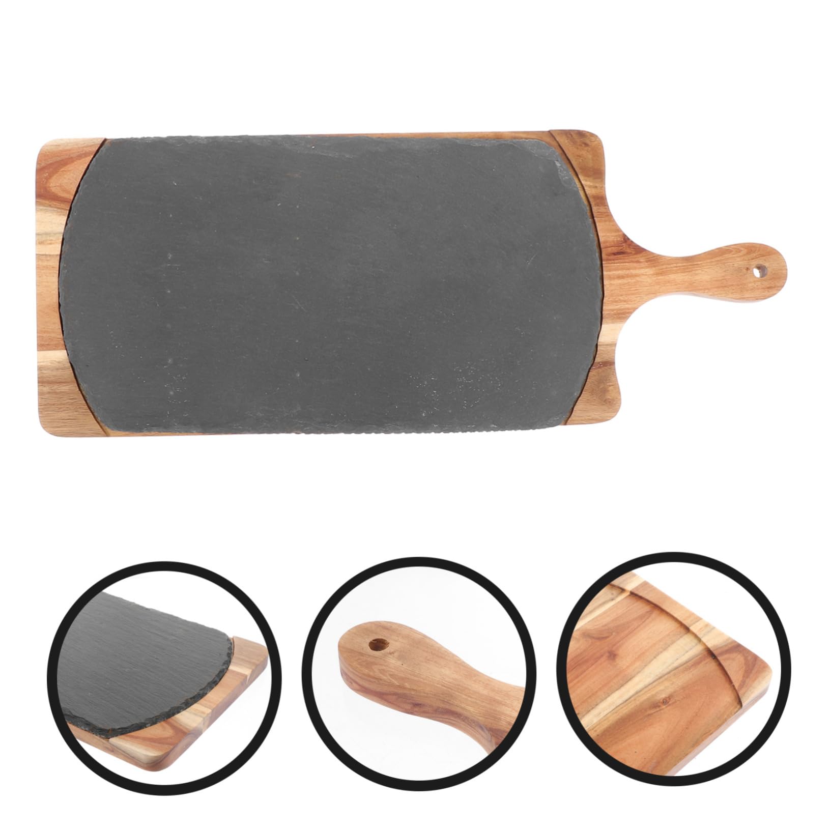 Plateau de Service à Steak en Bois Foncé 1 Pièce, Style Roche